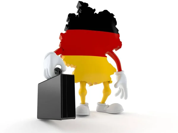 Γερμανικός Χαρακτήρας Κρατώντας Χαρτοφύλακα Απομονωμένος Λευκό Φόντο Εικονογράφηση — Φωτογραφία Αρχείου