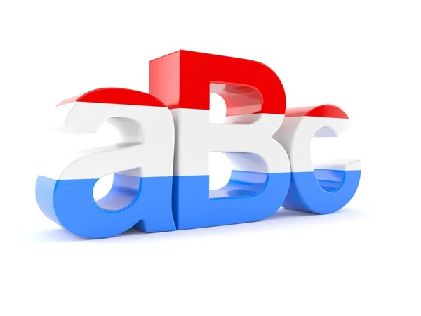 Texto Abc Com Bandeira Luxembourg Isolado Fundo Branco Ilustração — Fotografia de Stock