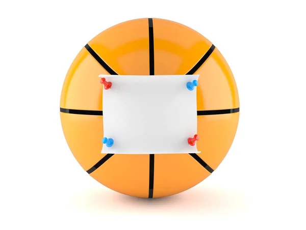 Balle Basket Ball Avec Note Vierge Isolée Sur Fond Blanc — Photo