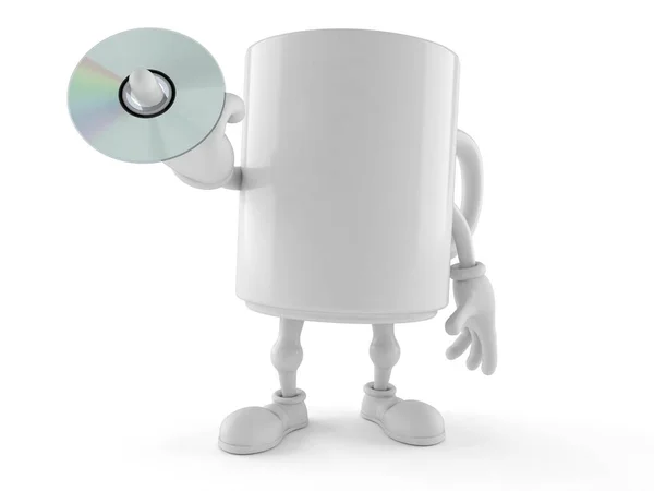 Mug Znak Drží Disk Izolovaný Bílém Pozadí Ilustrace — Stock fotografie