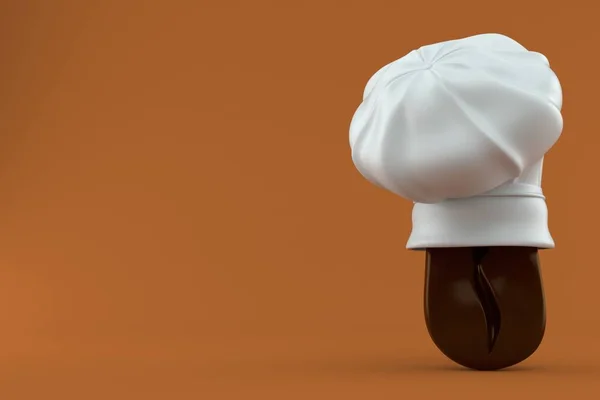 Kacang Kopi Dengan Topi Koki Diisolasi Dengan Latar Belakang Coklat — Stok Foto