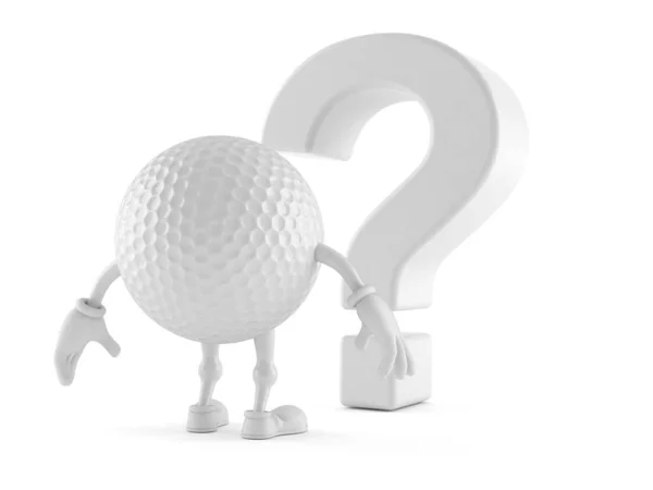 Personagem Bola Golfe Olhando Para Símbolo Ponto Interrogação Isolado Fundo — Fotografia de Stock