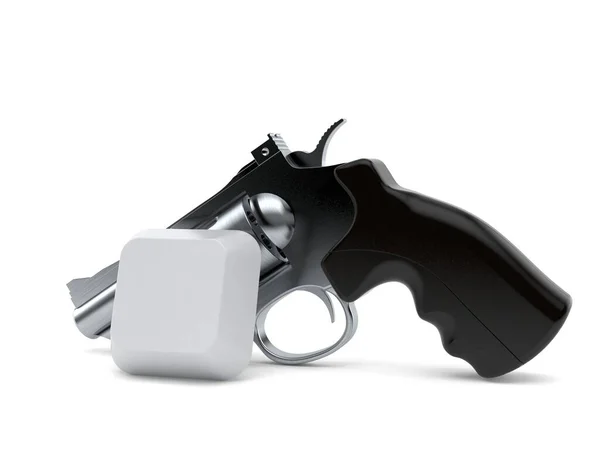 Pistola Con Tecla Teclado Blanco — Foto de Stock