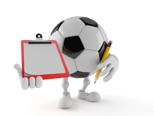 Soccer Ball Character Holding Clipboard Pencil Isolated White Background Illustration — Stock Photo, Image