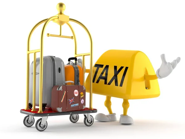 Beyaz Arka Planda Otelin Bagaj Arabası Olan Taksi Karakteri Illüstrasyon — Stok fotoğraf