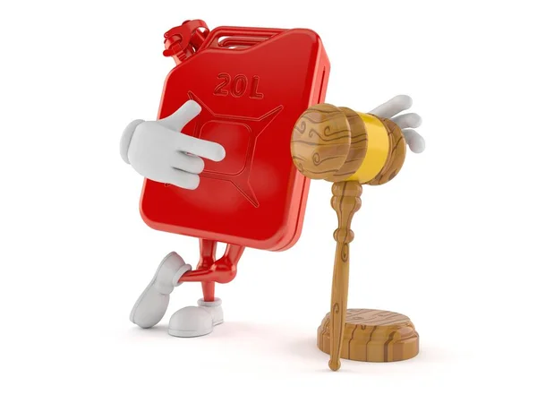 Petrol Canister Character Gavel Isolated White Background Illustration — Stock Photo, Image