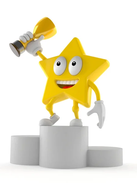 Star Charakter Mit Goldener Trophäe Isoliert Auf Weißem Hintergrund Illustration — Stockfoto