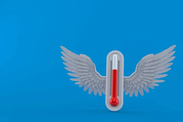Termometro Con Ali Angelo Isolato Sfondo Blu Illustrazione — Foto Stock
