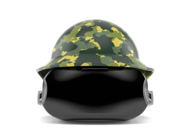Headset Met Militaire Helm Geïsoleerd Witte Achtergrond Illustratie — Stockfoto
