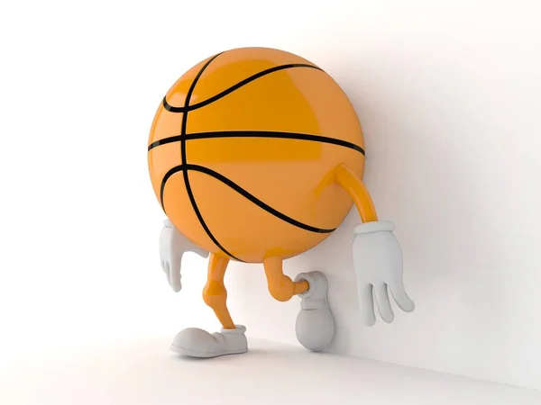 Basketball Charakter Lehnt Der Wand Auf Weißem Hintergrund Illustration — Stockfoto