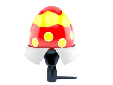 Beyaz arka planda paskalya yumurtası olan bir iş tasması. 3d illüstrasyon