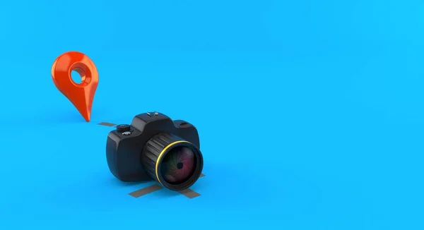 Camera Position Marker Isolated Blue Background Illustration — Stockfoto
