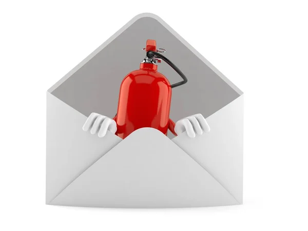 Fire Extinguisher Character Envelope Isolated White Background Illustration — Stock Photo, Image