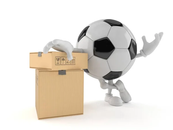 Beyaz Arka Planda Izole Edilmiş Kutuları Olan Futbol Topu Karakteri — Stok fotoğraf
