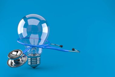 Ampullü steteskop mavi arka planda izole edilmiş. 3d illüstrasyon