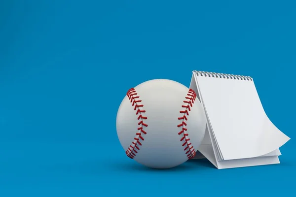 Pelota Béisbol Con Calendario Blanco Aislado Sobre Fondo Azul Ilustración — Foto de Stock