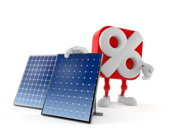 Carattere Percentuale Con Pannello Fotovoltaico Isolato Fondo Bianco Illustrazione — Foto Stock