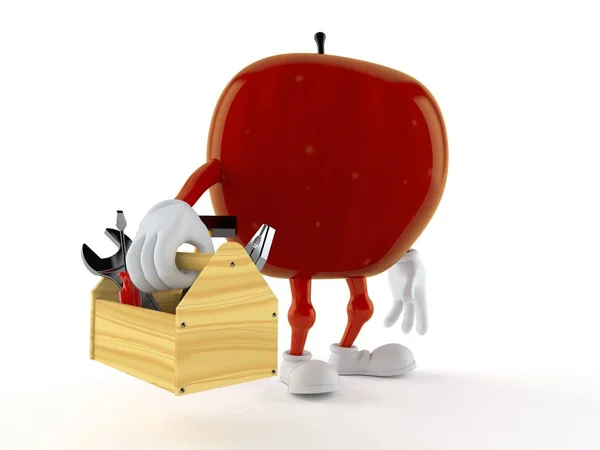 Apple Karakteri Beyaz Arka Planda Izole Edilmiş Bir Araç Kutusu — Stok fotoğraf