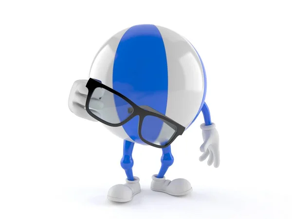 Strandball Figur Mit Brille Auf Weißem Hintergrund Illustration — Stockfoto
