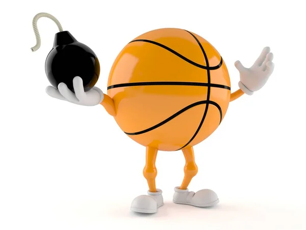 Basketball Character Holding Bomb Isolated White Background Illustration — Stock fotografie