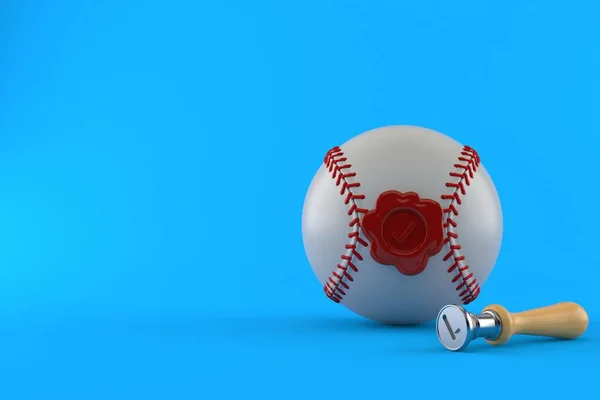 Pallone Baseball Con Sigillo Cera Isolato Sfondo Blu Illustrazione — Foto Stock