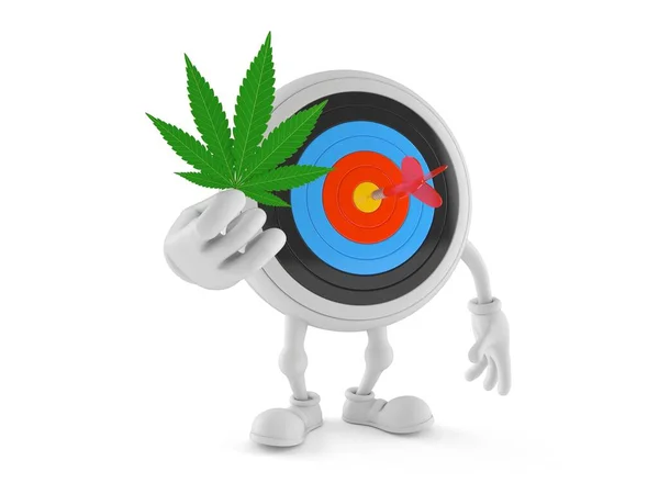 Bull Eye Character Holding Cannabis Leaf Isolated White Background Illustration — Foto de Stock