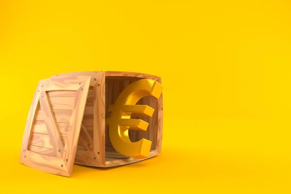 Eurowährung Der Frachtkiste Isoliert Auf Orangefarbenem Hintergrund Illustration — Stockfoto
