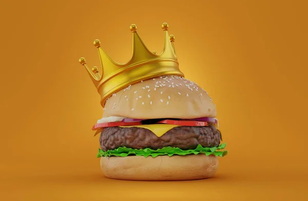 Cheeseburger Crown Orange Background Illustration — Foto de Stock
