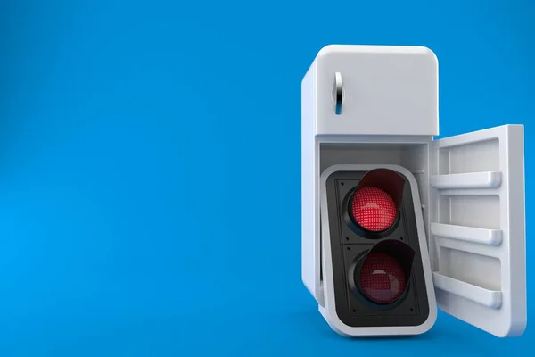 Red Traffic Light Fridge Isolated Blue Background Illustration —  Fotos de Stock