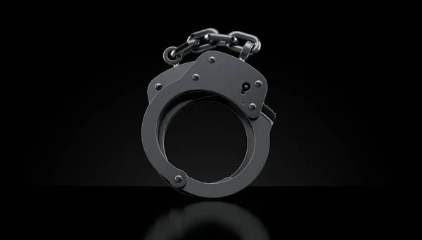 黒の背景に手錠 3Dイラスト — ストック写真