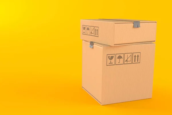 Tumpukan Kotak Diisolasi Pada Latar Belakang Oranye Ilustrasi — Stok Foto