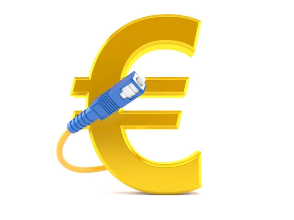 Euro Munt Met Optische Kabel — Stockfoto