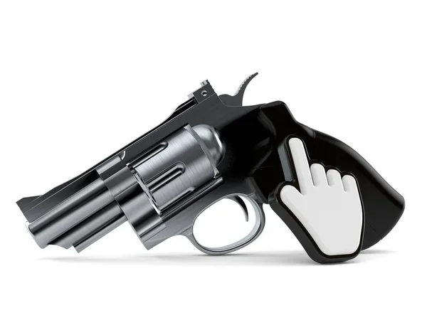 Pistola Con Cursore Web Isolato Sfondo Bianco Illustrazione — Foto Stock