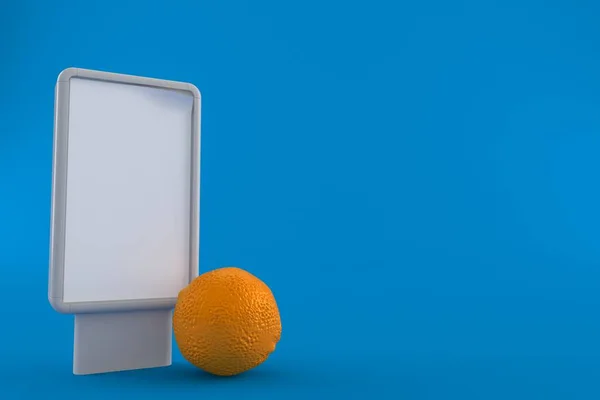 Orange Mit Leerer Plakatwand Auf Blauem Hintergrund Illustration — Stockfoto