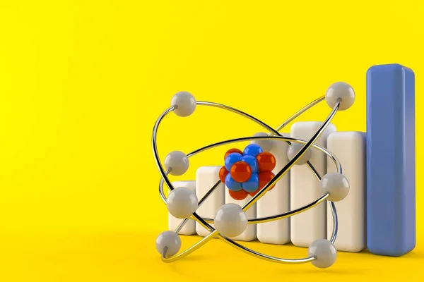 Atommodell Mit Diagramm Auf Orangefarbenem Hintergrund Illustration — Stockfoto