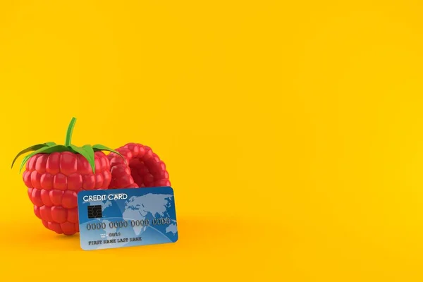 Raspberry Credit Card Isolated Orange Background Illustration — Stock Photo, Image