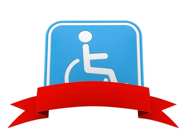 Symbol Handicap Pustą Czerwoną Wstążką Białym Tle Ilustracja — Zdjęcie stockowe