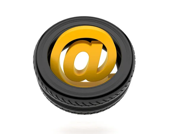 车胎内的电子邮件符号 — 图库照片