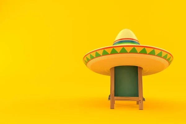 Tableau Noir Bois Avec Sombrero Isolé Sur Fond Orange Illustration — Photo