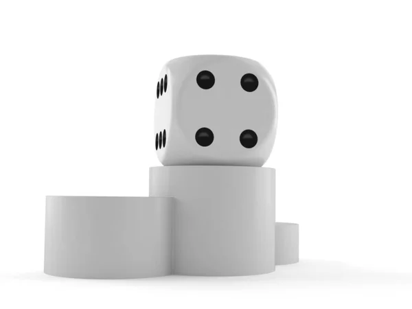 Dice Podium Isolated White Background Illustration — Stock Photo, Image