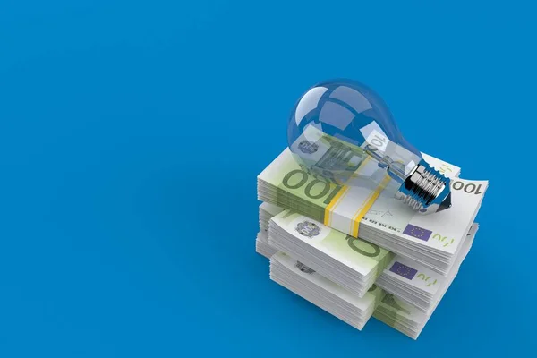 Lamp Stapel Geld Geïsoleerd Blauwe Achtergrond Illustratie — Stockfoto