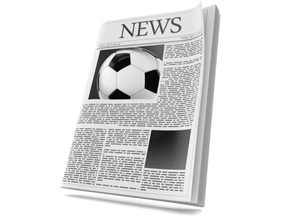 Gazetenin Içindeki Futbol Topu Beyaz Arka Planda Izole Edilmiş Illüstrasyon — Stok fotoğraf