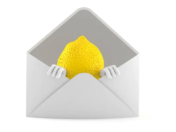 白い背景に隔離された封筒の中のレモン文字 3Dイラスト — ストック写真