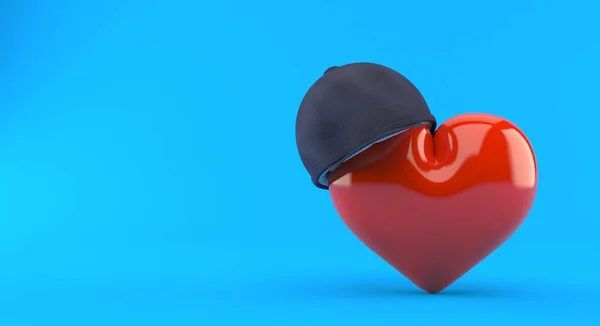 青の背景に隔離されたホルメンヘルメットと心 3Dイラスト — ストック写真