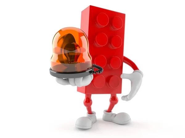 Personagem Bloco Brinquedo Segurando Sirene Emergência Isolada Fundo Branco Ilustração — Fotografia de Stock