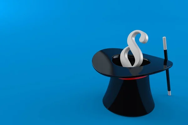 青い背景に隔離された魔法の帽子の中の段落記号 3Dイラスト — ストック写真