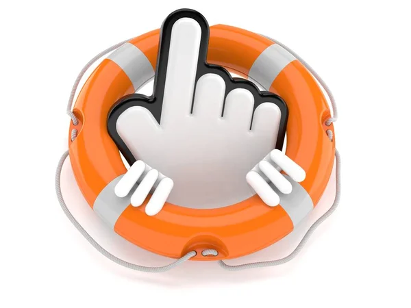 Cursor Character Life Buoy Isolated White Background Illustration — Stock Photo, Image