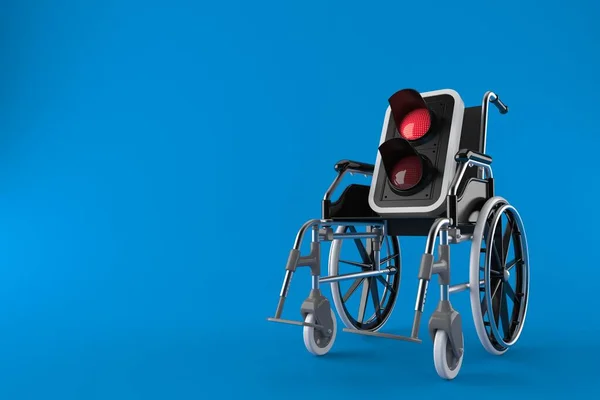 Červená Semafor Invalidním Vozíkem Izolované Modrém Pozadí Ilustrace — Stock fotografie