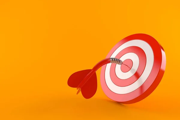 Bull Eye Met Bocht Dart Geïsoleerd Oranje Achtergrond Illustratie — Stockfoto