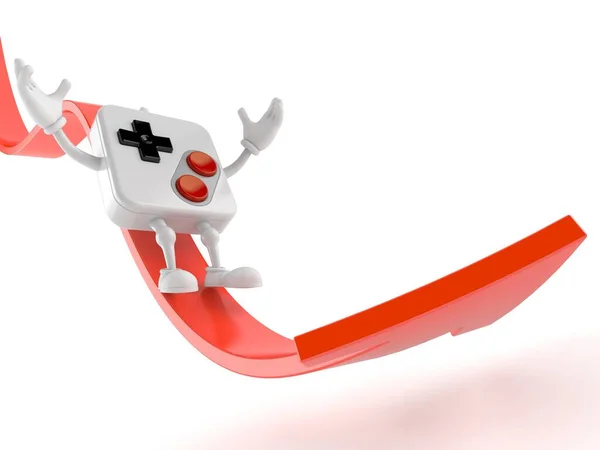 白い背景に隔離された赤い矢印にスライドゲームパッド文字 3Dイラスト — ストック写真